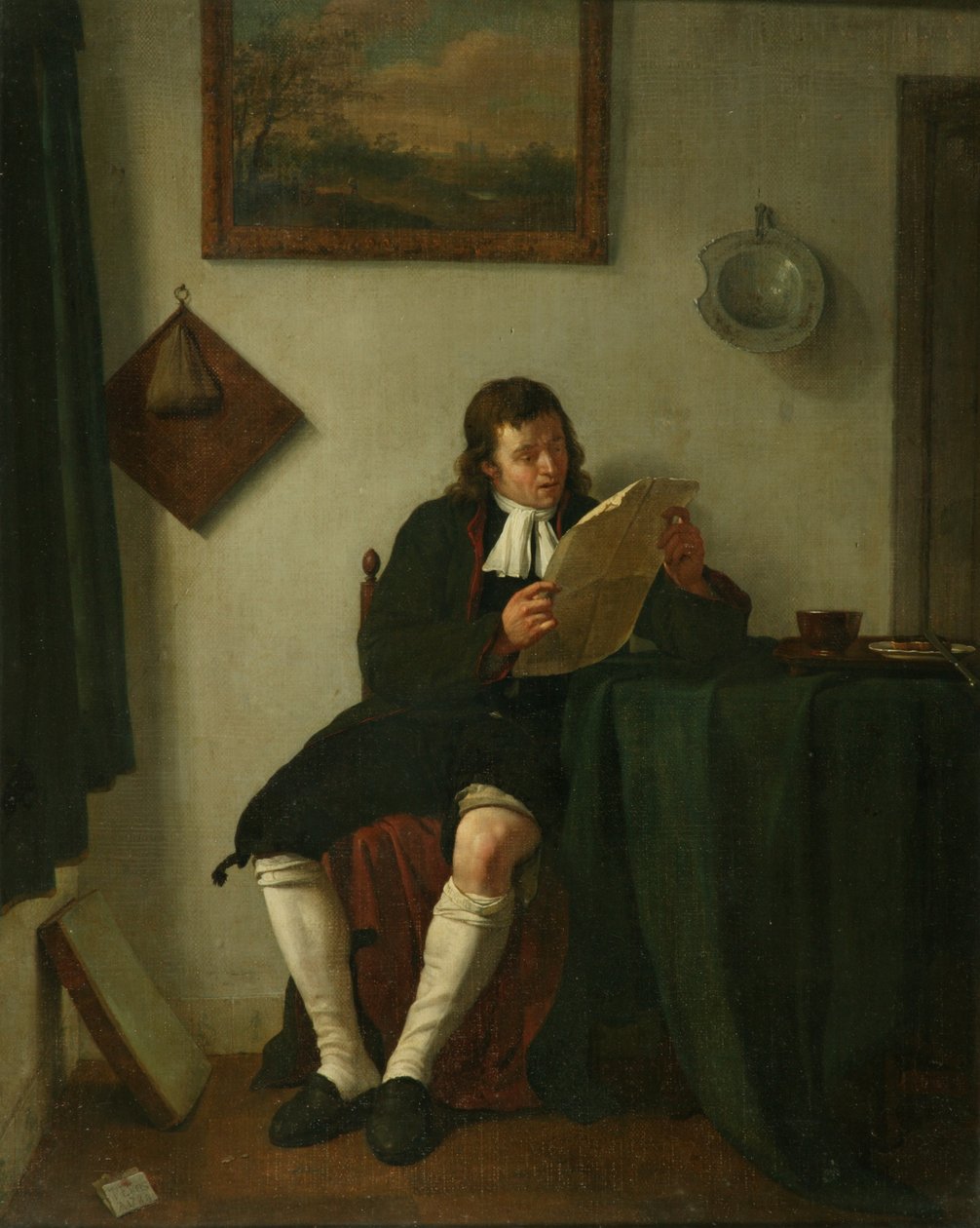 Interiér s mužským čtením od Jan the Younger Ekels