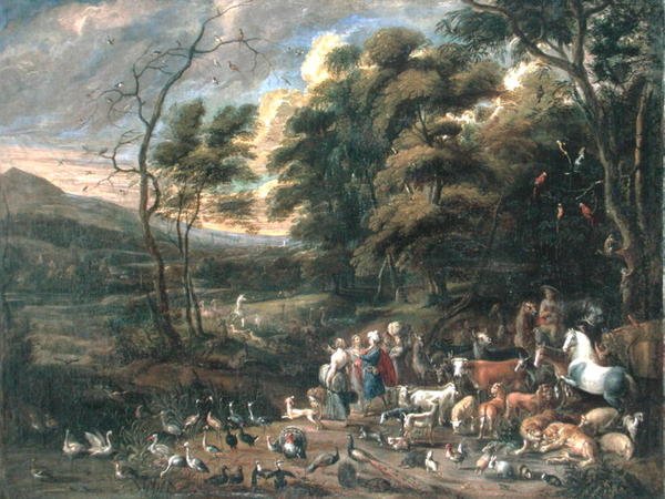 Noe a zvířata (olej na plátně) od Jan van (attr. to) Kessel