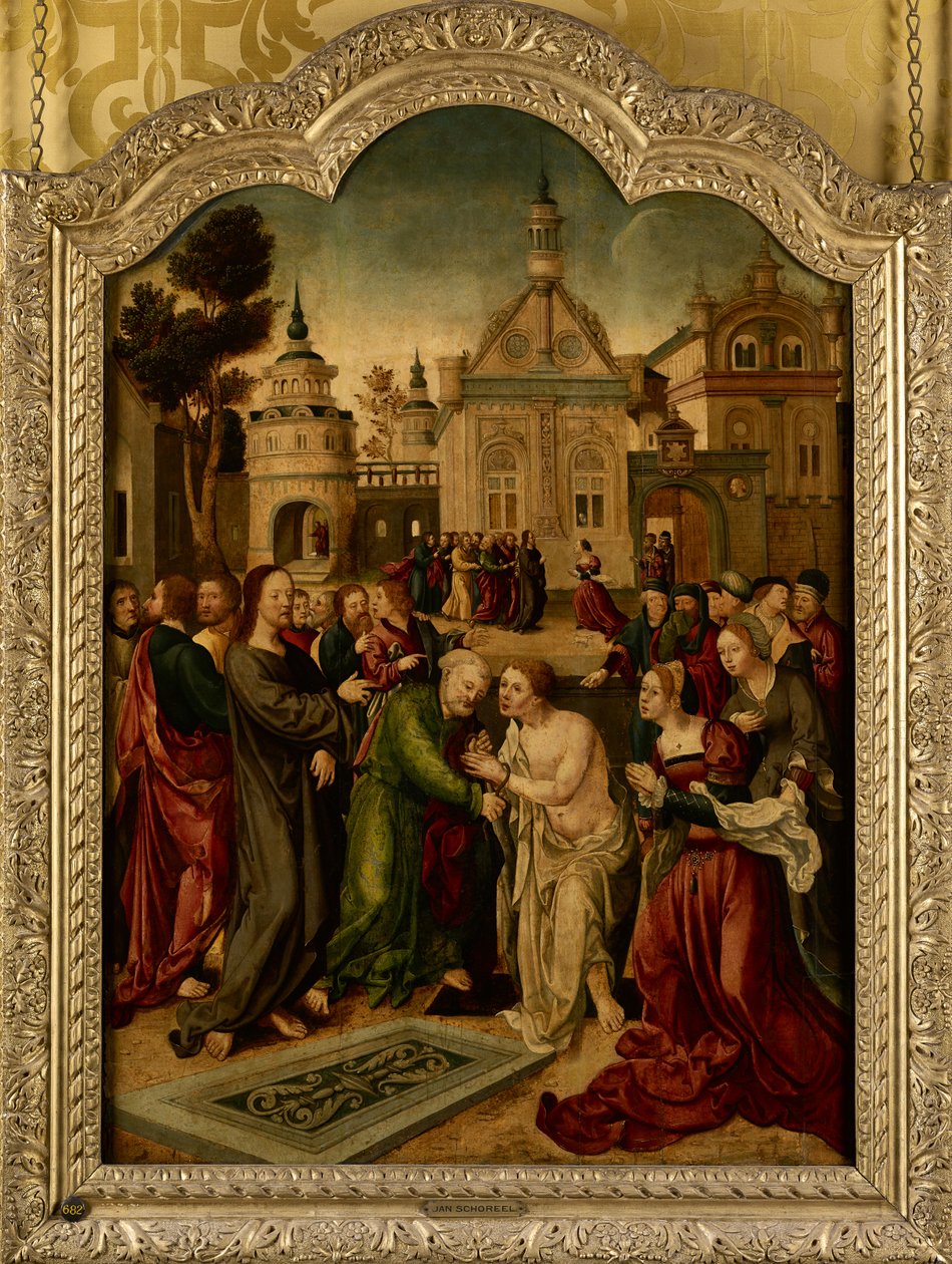 Povstání Lazara, centrální panel oltářního kusu od Jan van (circle of) Scorel