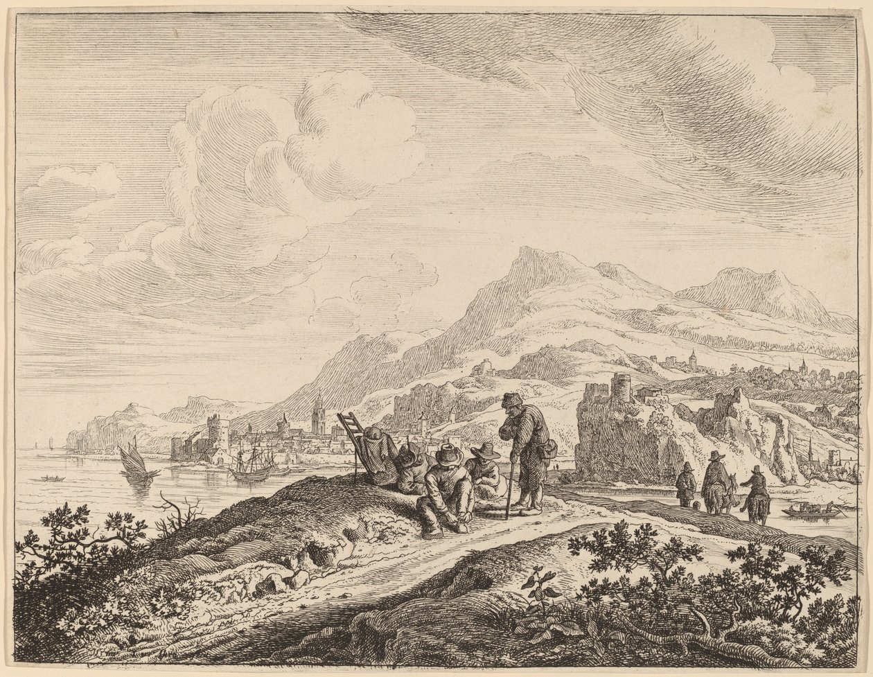 Pohled na řeku Rýn od Jan van Aken after Herman Saftleven