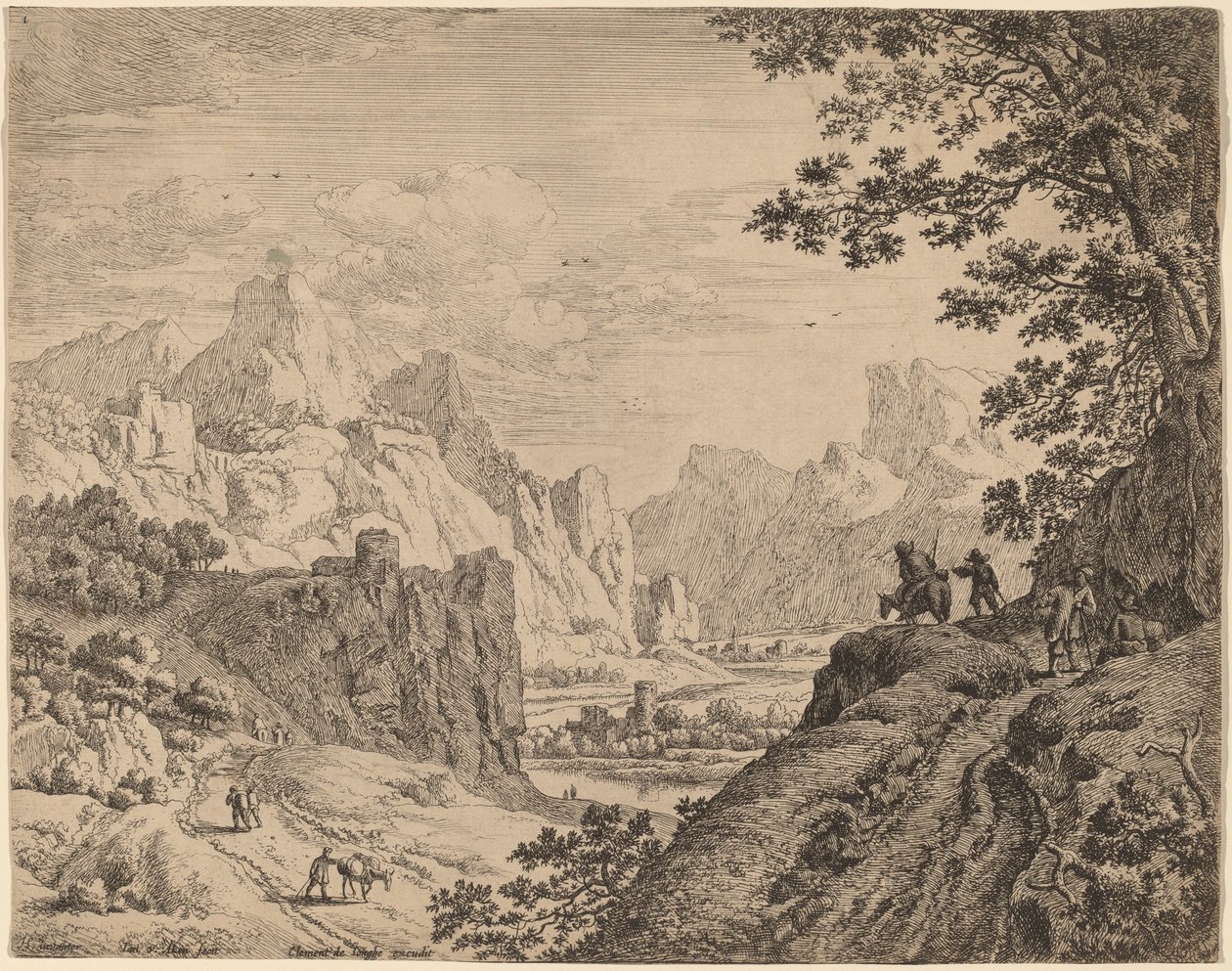 Pohled na řeku Rýn od Jan van Aken after Herman Saftleven