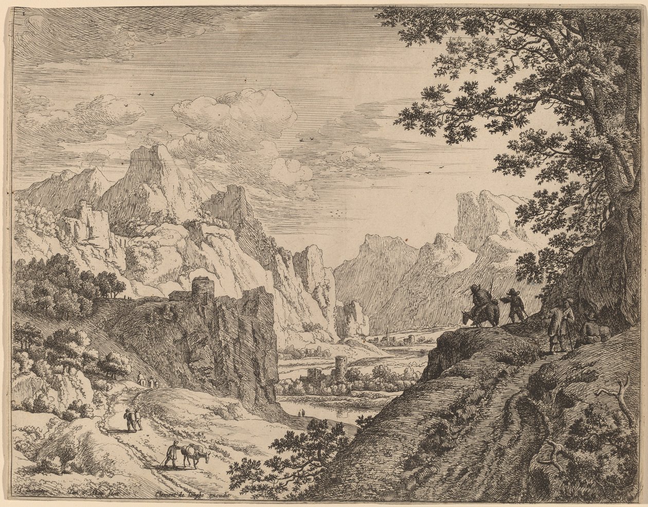Pohled na řeku Rýn od Jan van Aken after Herman Saftleven