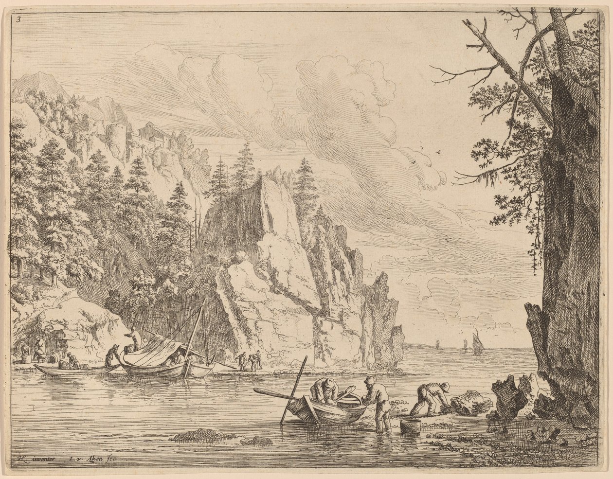 Pohled na řeku Rýn od Jan van Aken after Herman Saftleven