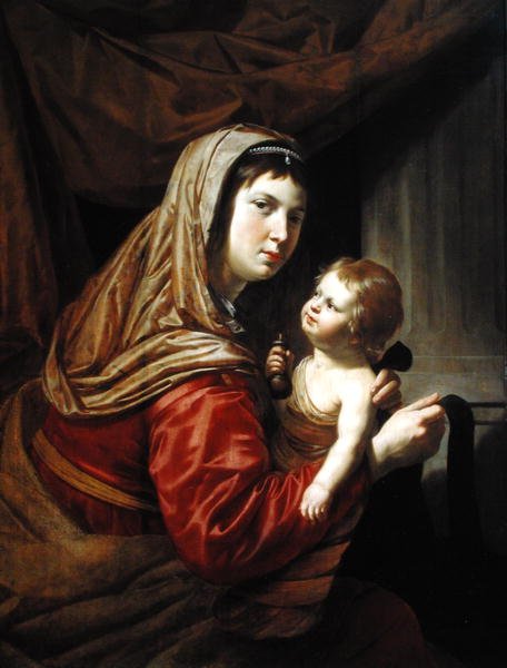 Madonna a dítě (olej na panelu) od Jan van Bijlert or Bylert