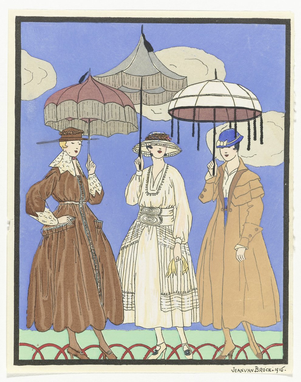 Tři deštníky Tři ženy s deštníky, 1916 od Jan van Brock