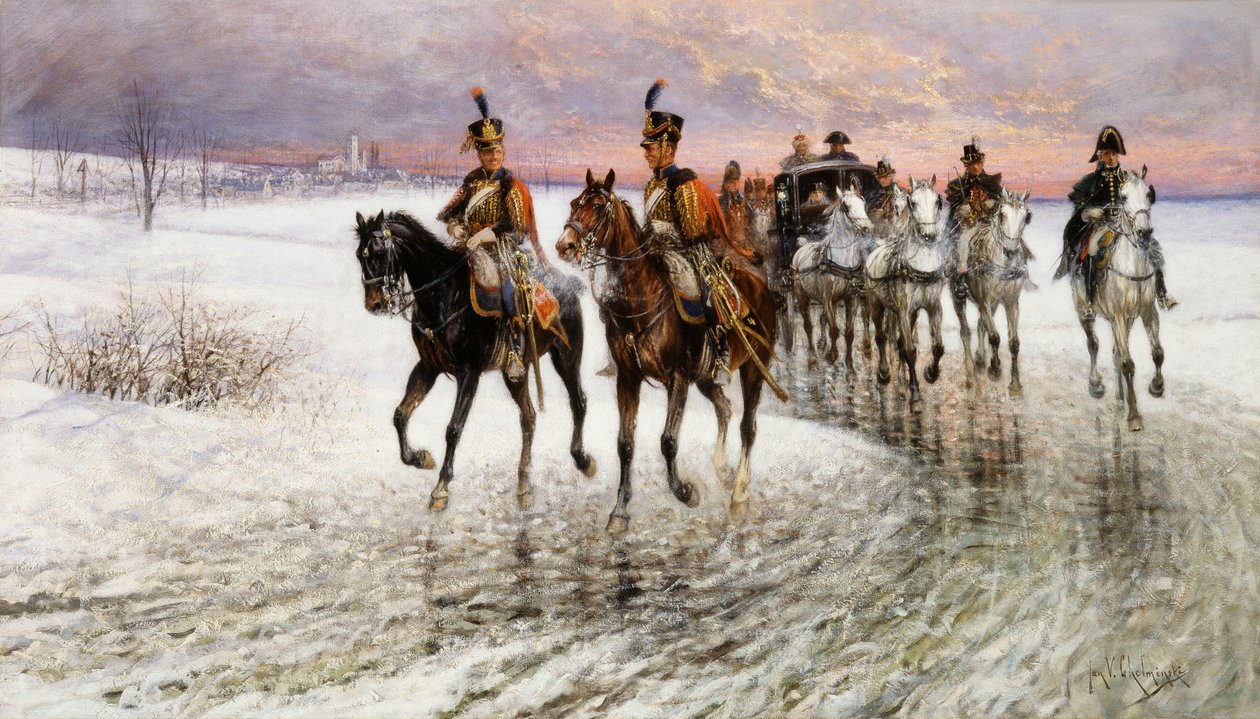 Napoleon ustupující z Moskvy, od Jan van Chelminski