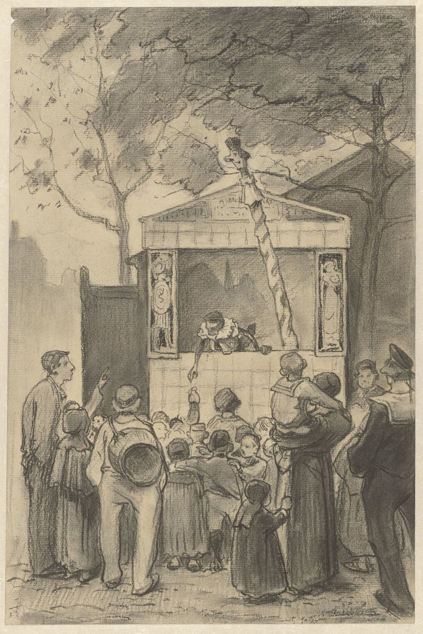 Diváci před loutkovým představením od Jan van Essen (possibly)