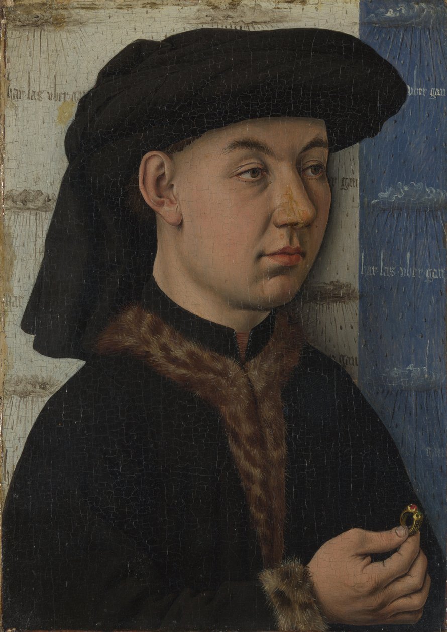 Mladý muž držící prsten, c. 1450 od Jan van Eyck