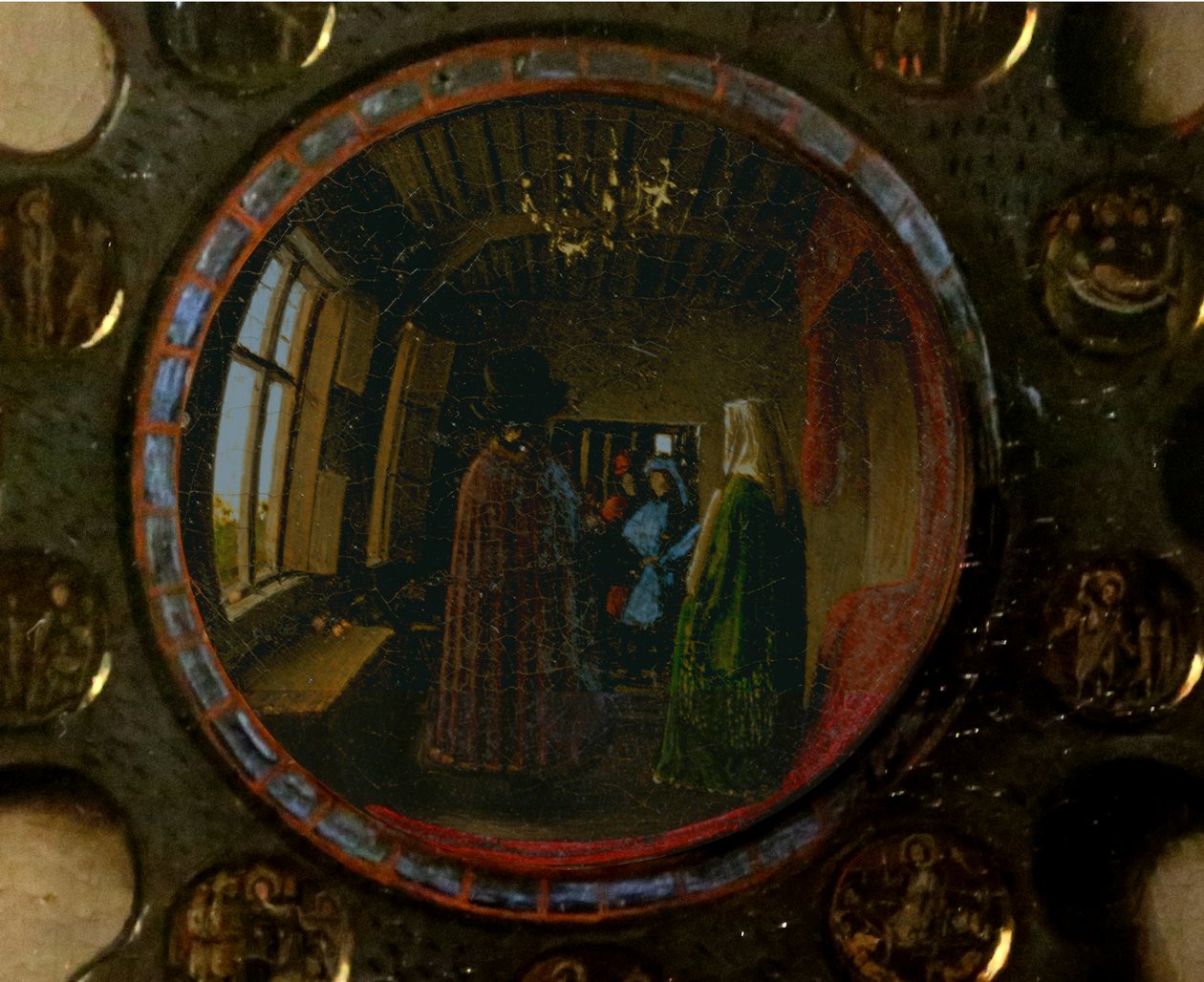 Detail z portrétu Giovanniho Arnolfiniho a jeho ženy od Jan van Eyck