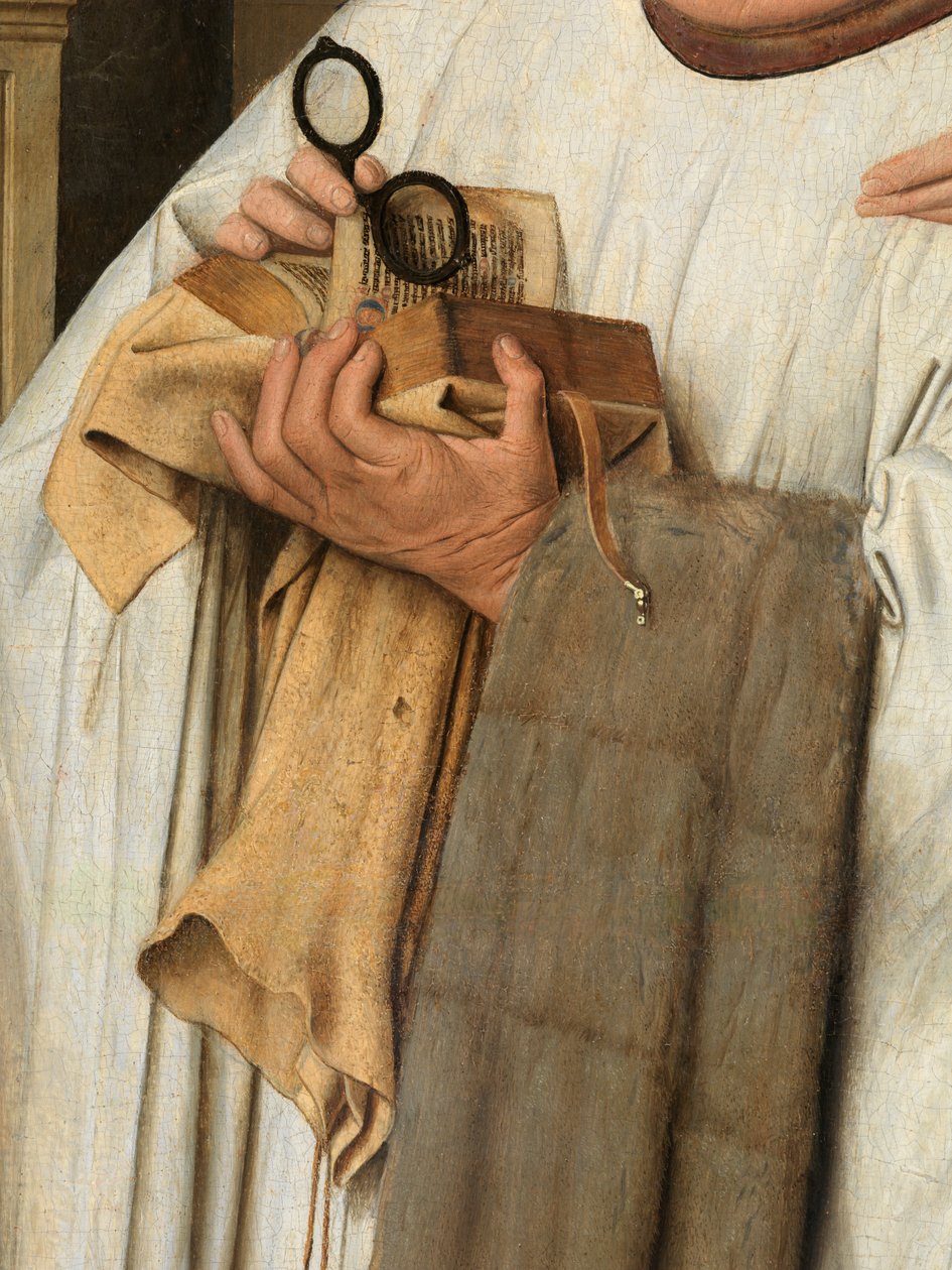 Detail Panny a Dítěte s kanovníkem Jorisem van der Paele od Jan van Eyck