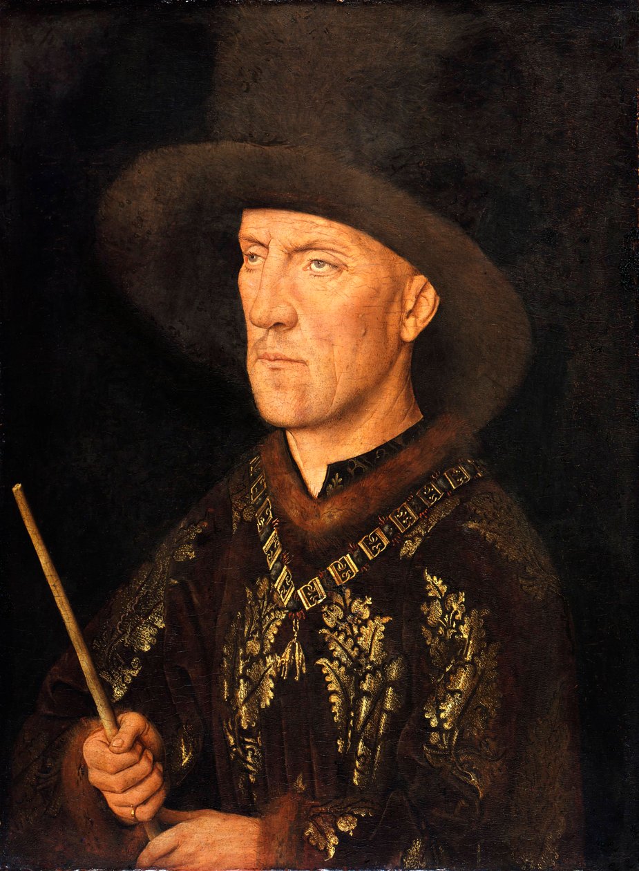 ""Portrét Baudouina de Lannoy pána z Molembais, známého jako le Begue (1388-1474)"" Malba Jana van Eycka (1390-1441), cca 1435 - Olej na dřevě, 26x20 - Staatliche Museen, Berlín od Jan van Eyck