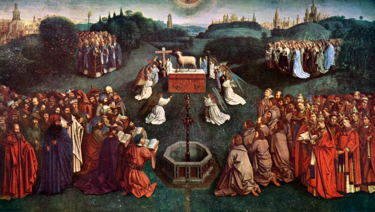 „Adorace mystického beránka“, Gentský oltář, 1432, c1900-1920. od Jan van Eyck