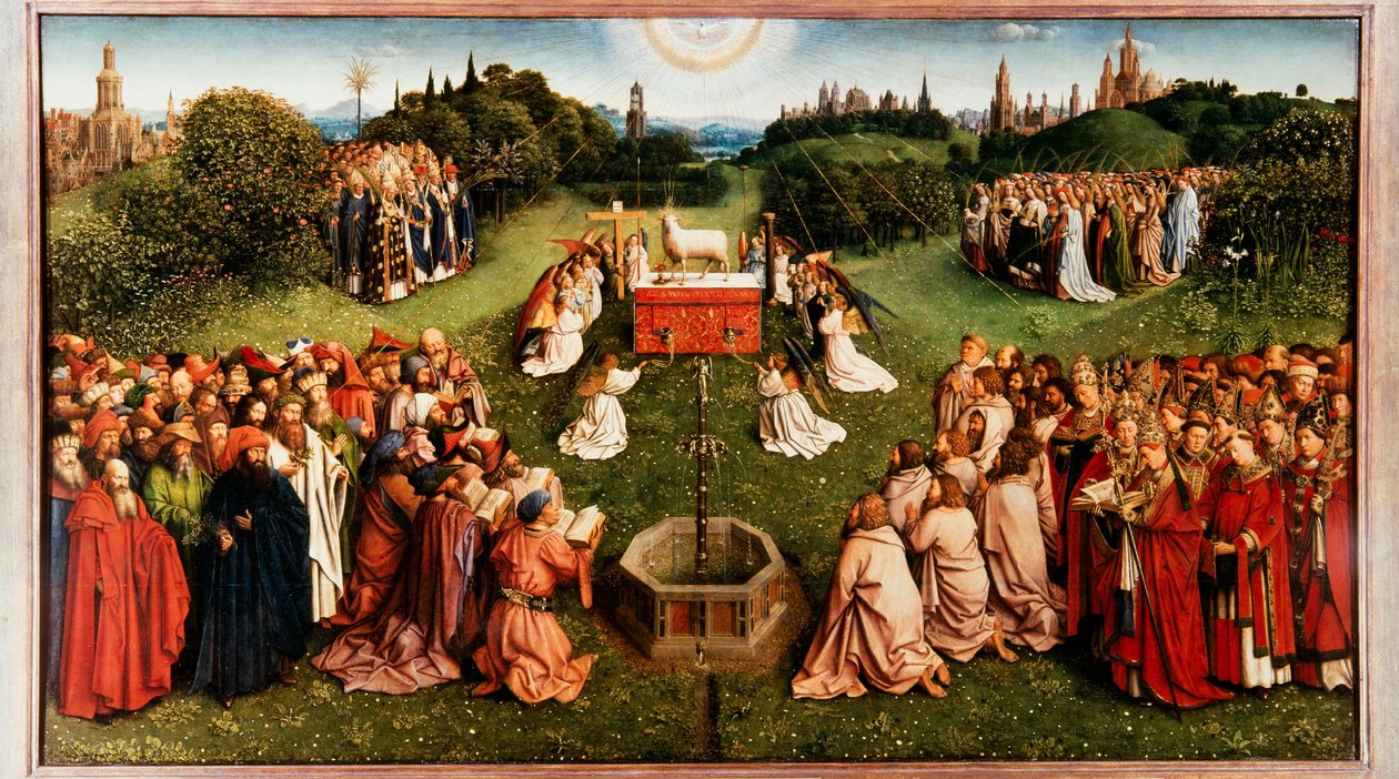 Gentský oltář. Klanění mystického beránka, 1432. od Jan van Eyck