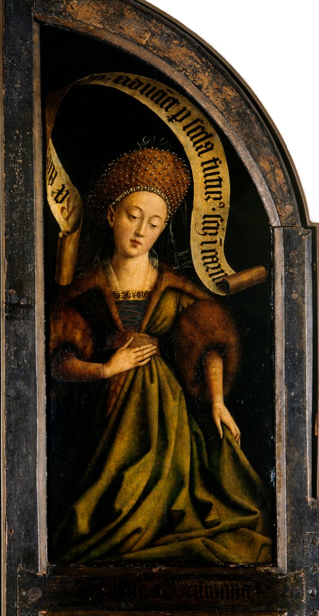 Gentský oltář. Klanění mystického beránka: Kumejská Sibyla, 1432. od Jan van Eyck