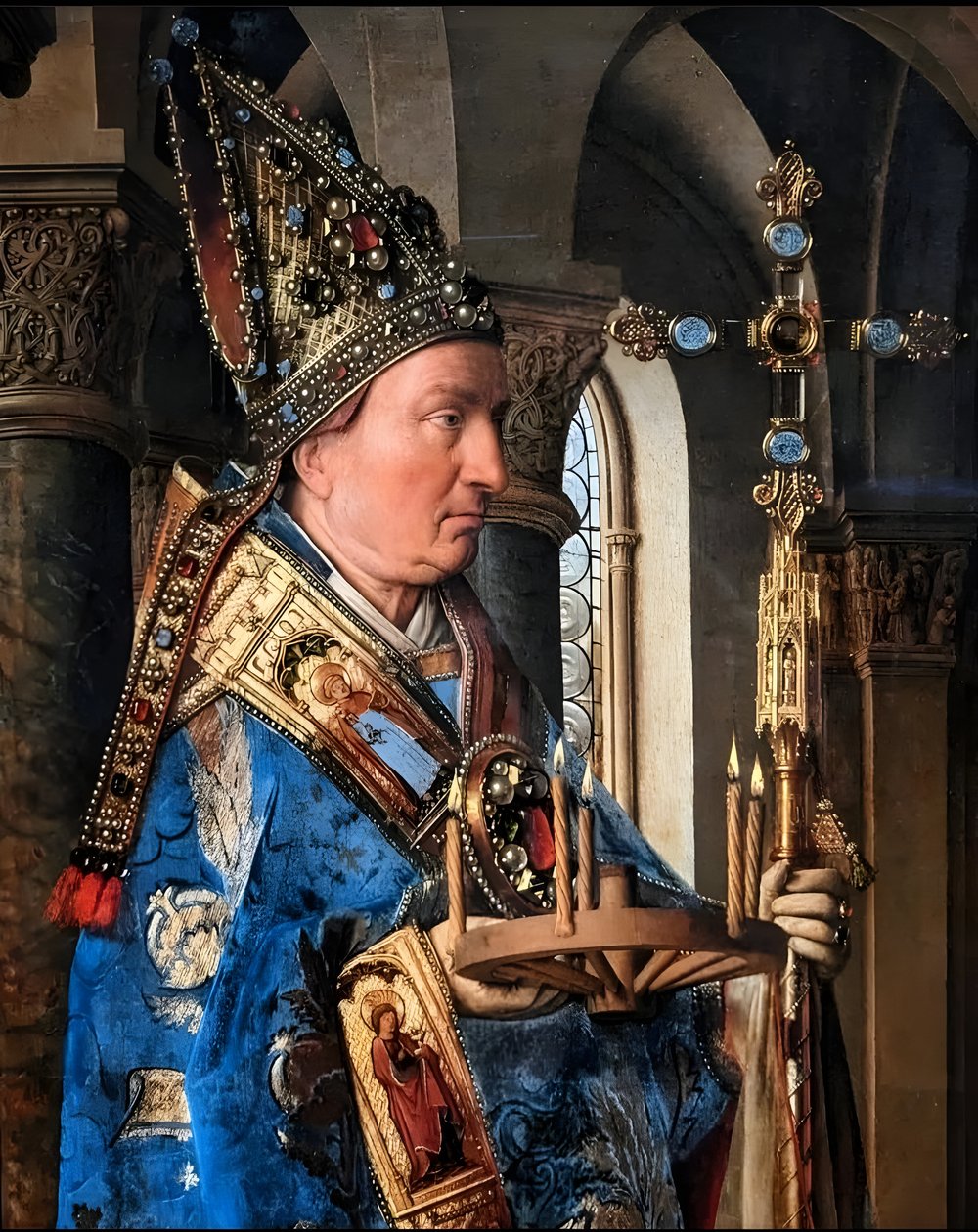 Panna s dítětem s kanovníkem van der Paelem od Jan van Eyck