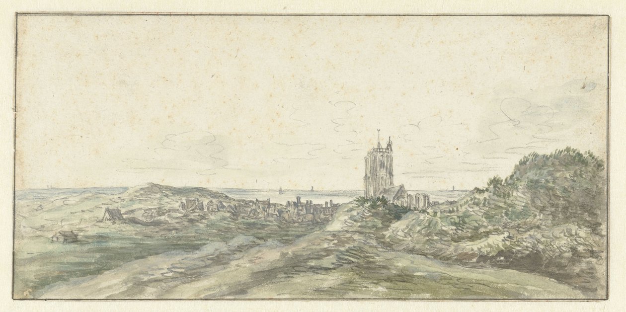 Pohled na Egmond aan Zee od Jan van Goyen (possibly)
