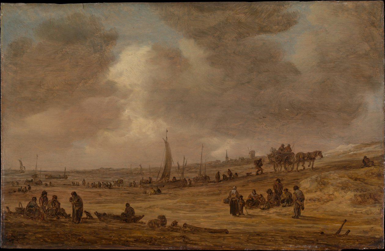 Pláž s rybářskými čluny od Jan van Goyen