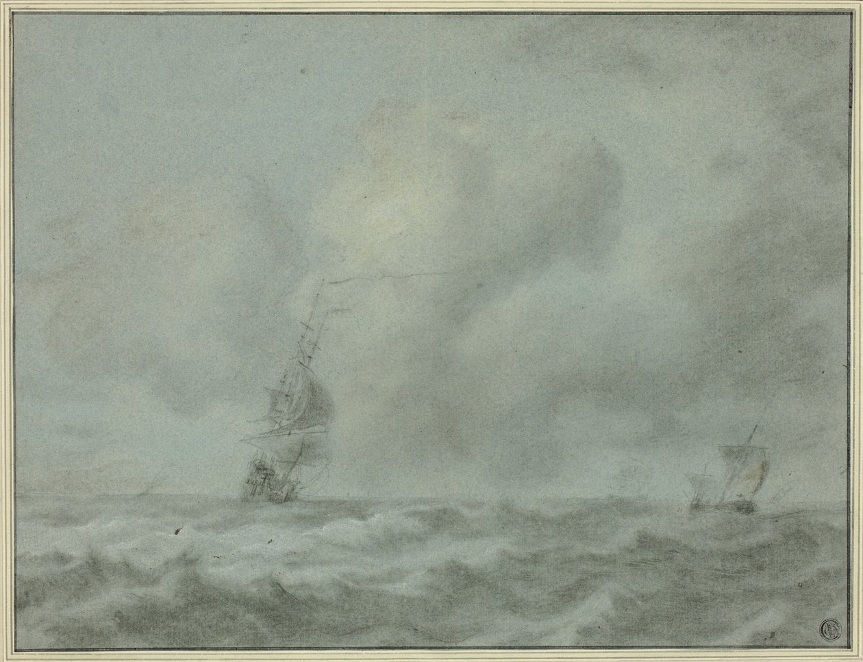 Lodě na oceánu od Jan van Goyen