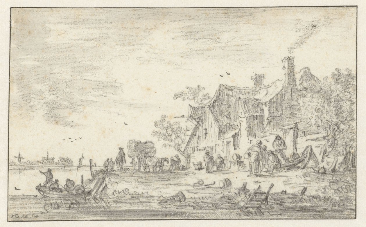 Farma na břehu řeky od Jan van Goyen