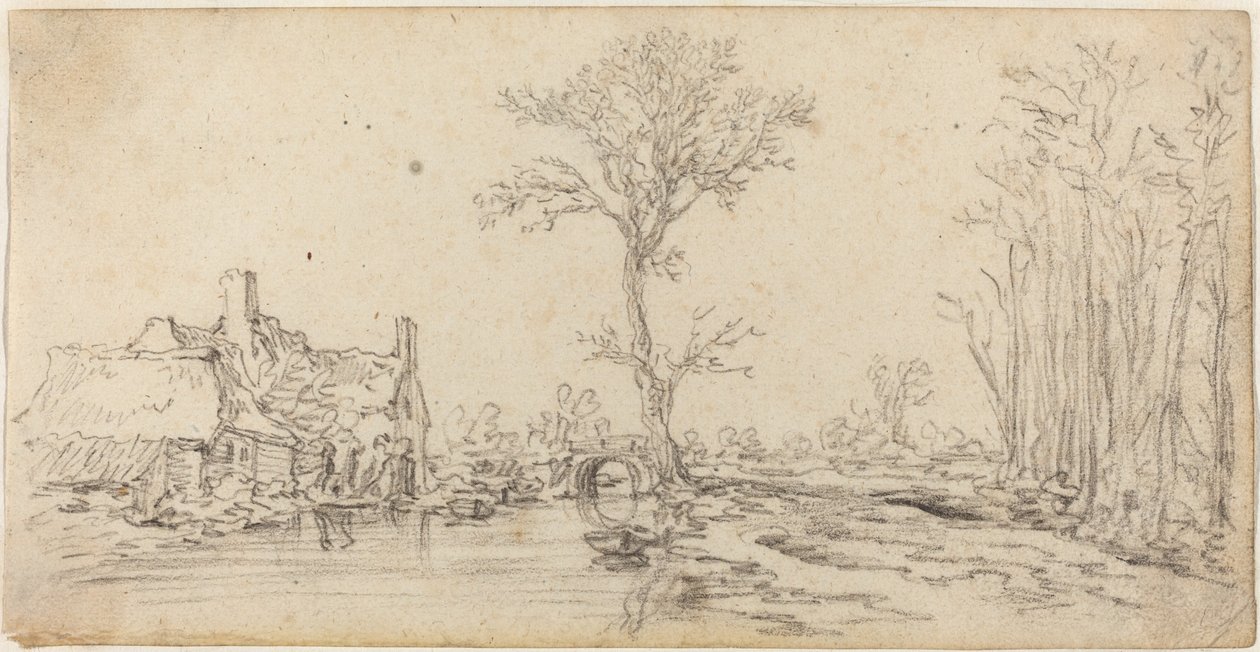 Chata u řeky od Jan van Goyen