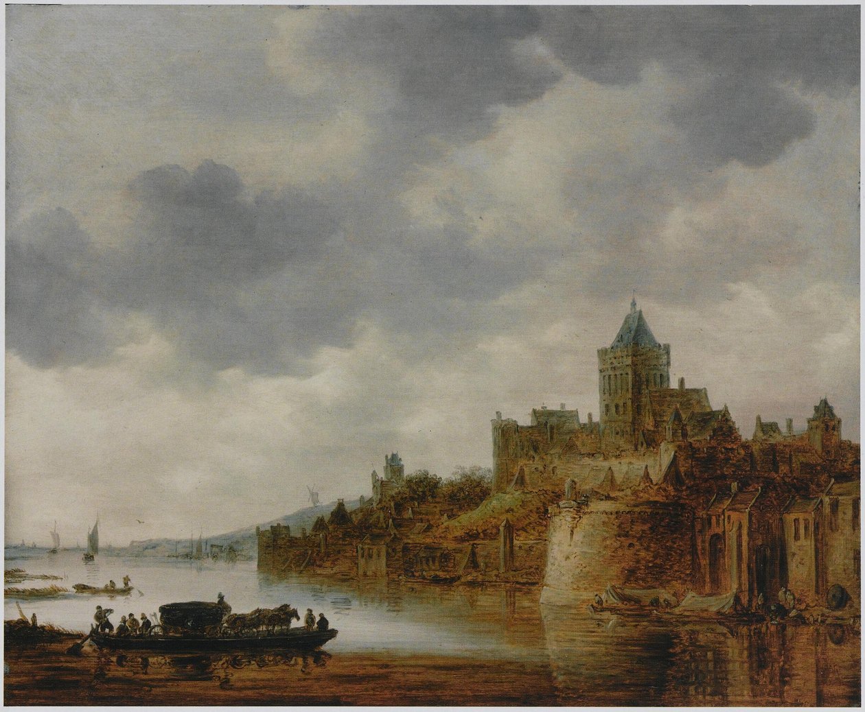 Nizozemština: Říční krajina s výhledem na Valkhof, Nijmegen Říční krajina s výhledem na Valkhof, Nijmegen od Jan van Goyen