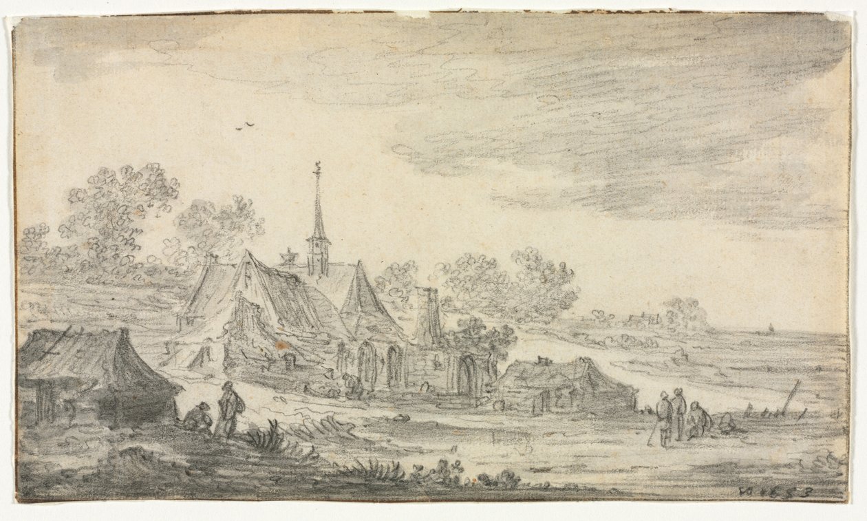 Skupina budov na pobřeží od Jan van Goyen