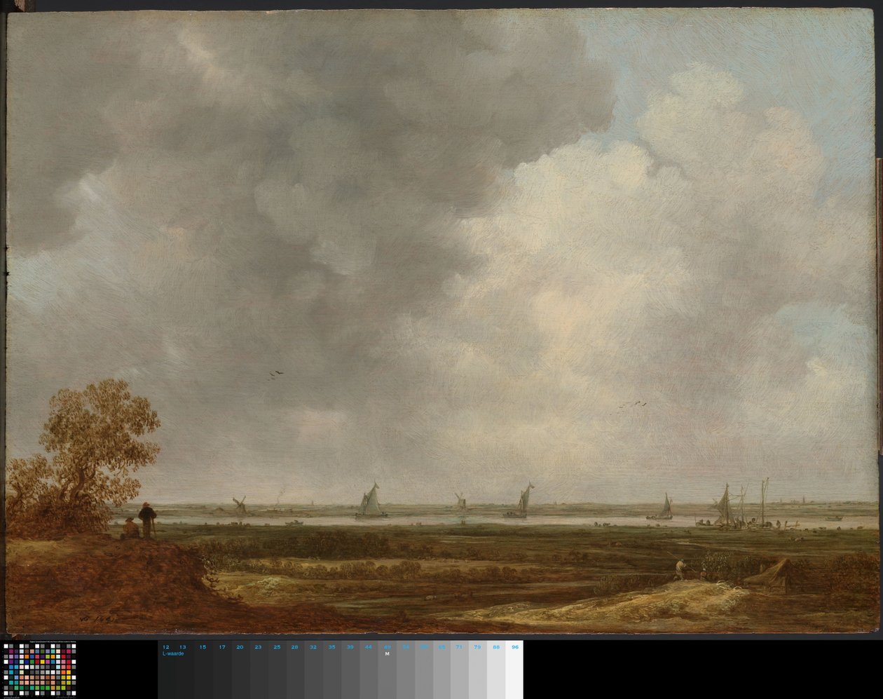 Panoramatický výhled na řeku s nízko položenými loukami od Jan van Goyen