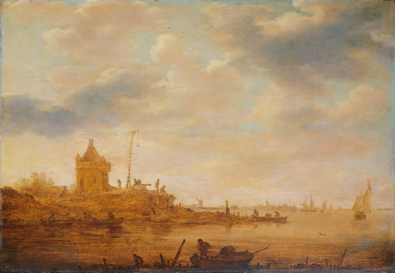 Výhled na řeku s Sentry Post od Jan van Goyen