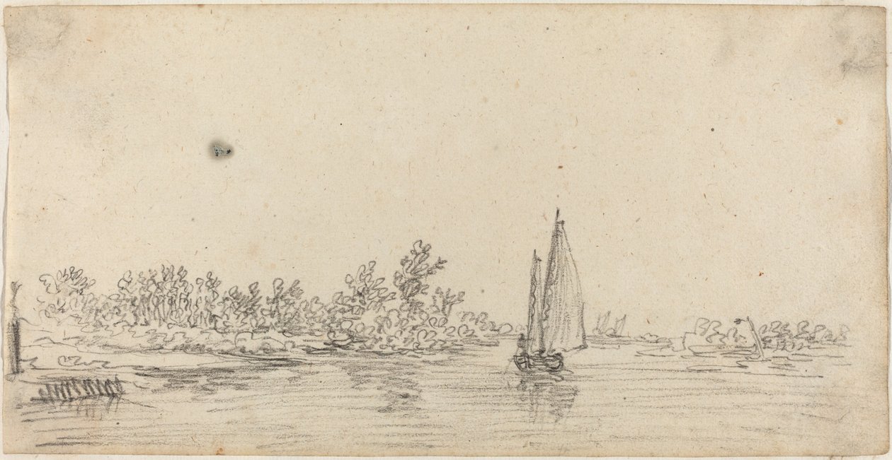 Plachetnice na ústí řeky od Jan van Goyen