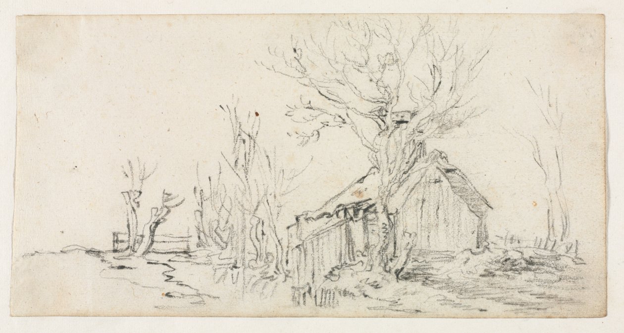 Náčrt krajiny s chatou od Jan van Goyen