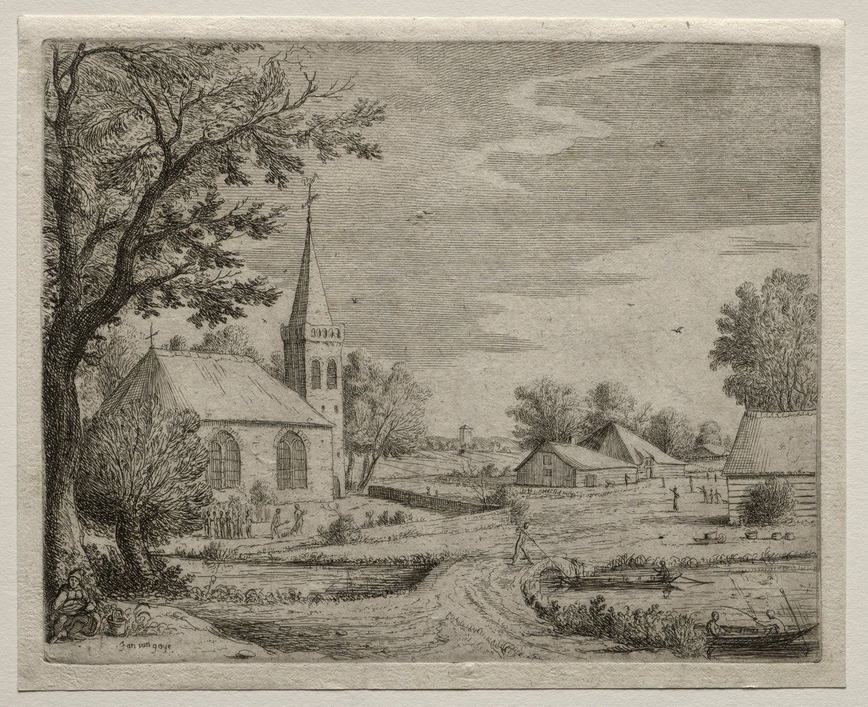 Vesnický kostel od Jan van Goyen