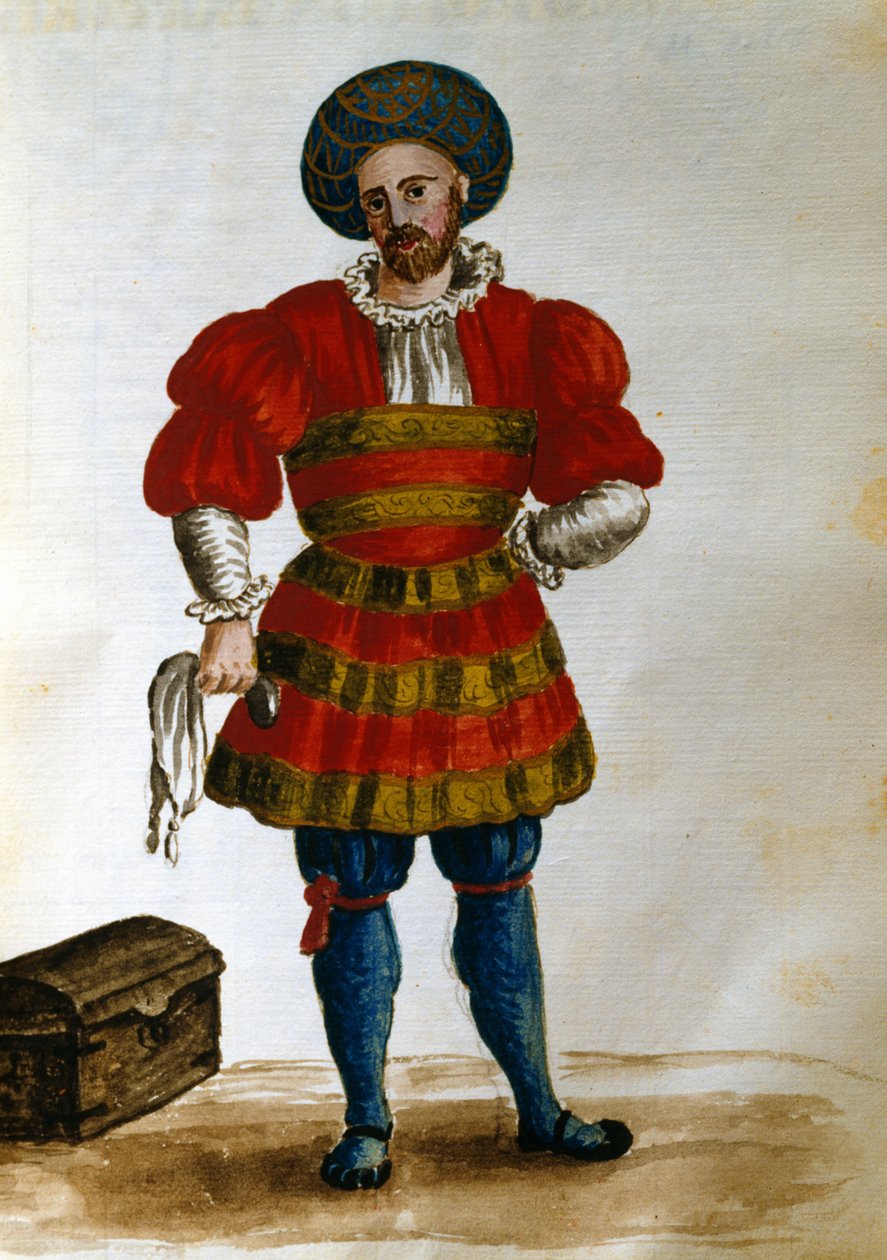 Benátský cestovatel (pero, inkoust a wc na papíře) od Jan van Grevenbroeck