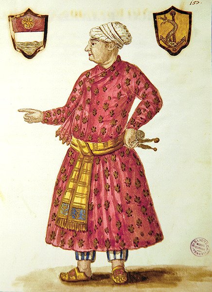 Antonio Manunzio v regionu Mughal (pero, inkoust a wc na papíře) od Jan van Grevenbroeck
