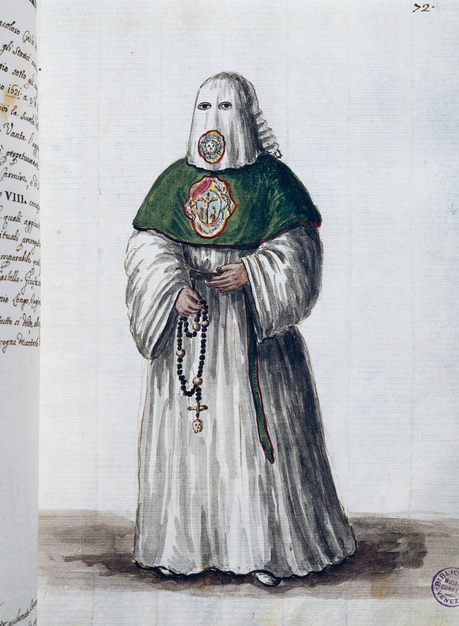 Konfraternita Kristova volebního práva, založená v kostele San Giovanni in Oleo v Benátkách, sloučením s bratrstvem San Rocco v Římě v roce 1621, svazek II f 72, Giovanni di Grevembroch nebo Grevenbroch (1731-1807) od Jan van Grevenbroeck