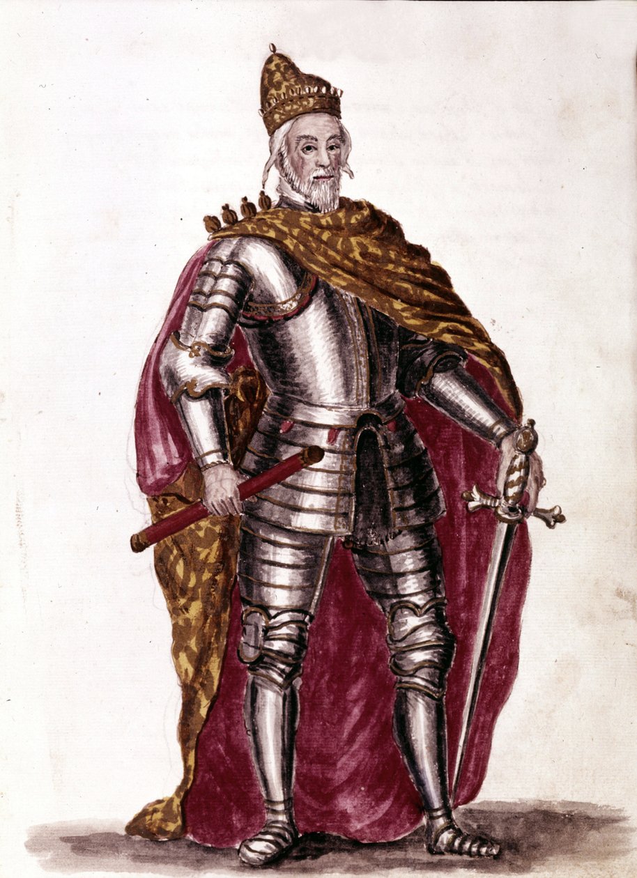 Dóže Sebastiano Venier (1577 - 1578). Kresba akvarelem a tuší z rukopisu „Custom of the Venitians““ od Jana van Grevenbroecka (nebo Giovanniho Grevembrocha (Grevenbroch) (1731-1807) od Jan van Grevenbroeck