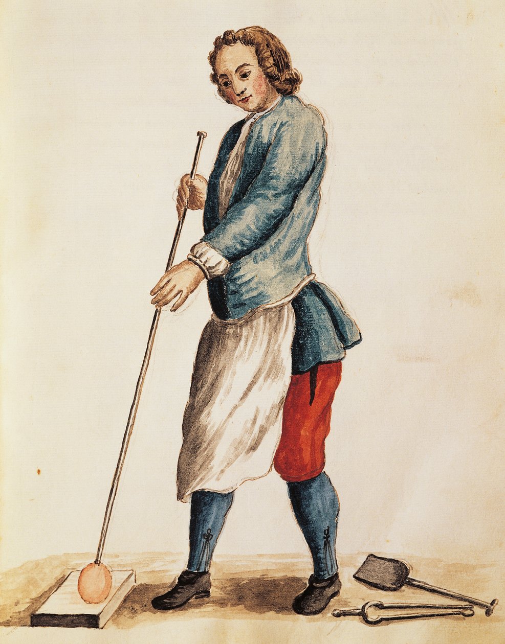 Sklář z muránského skla, ilustrace z Ilustrované knihy benátských krojů, Jan Grevenbroeck (1731-1807), akvarel, Itálie od Jan van Grevenbroeck