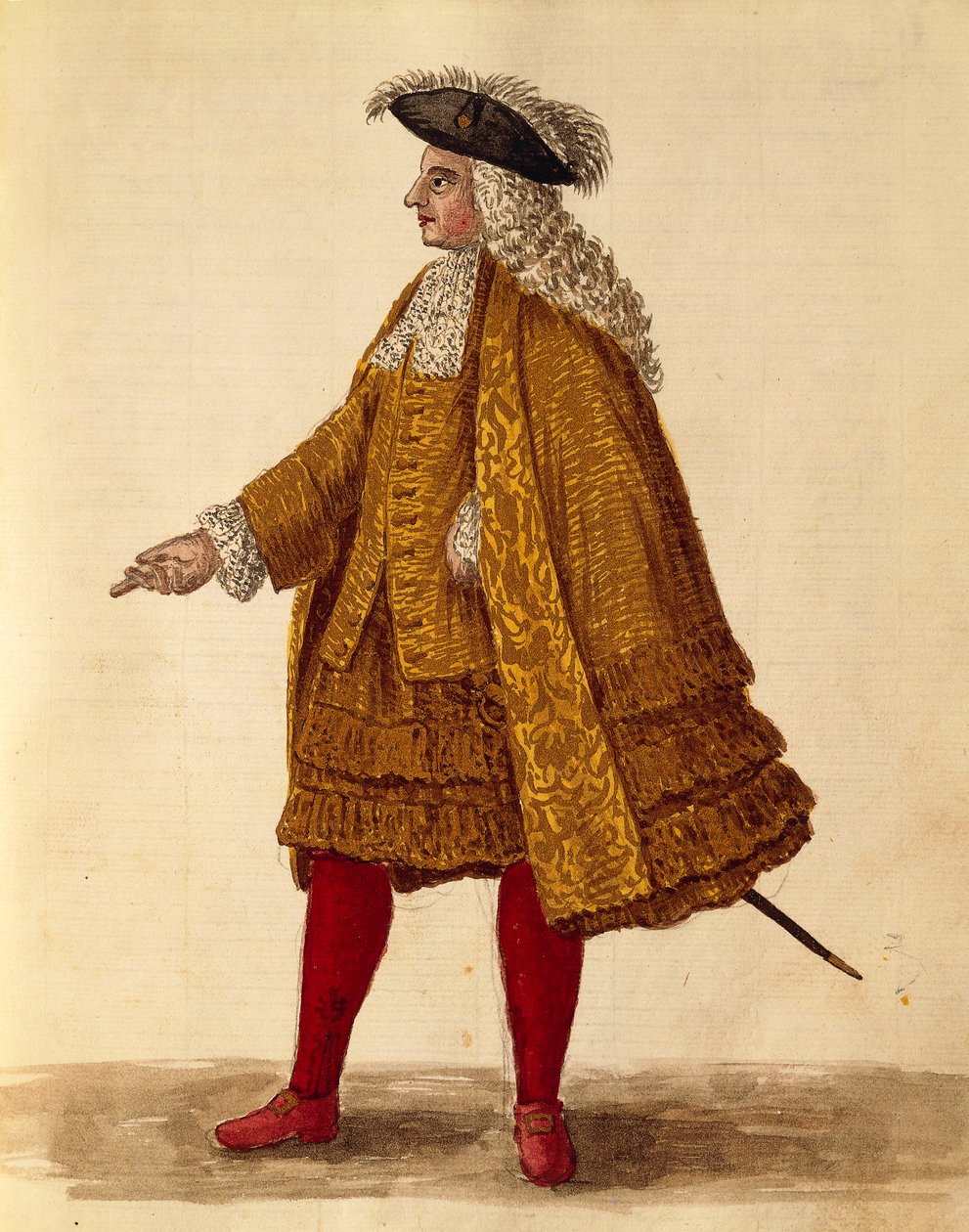 Rytířské roucho, Jan van Grevenbroeck nebo Giovanni Grevembroch (1731-1807), Gli Abiti de Veneziani, z ilustrované knihy kostýmů, akvarel od Jan van Grevenbroeck