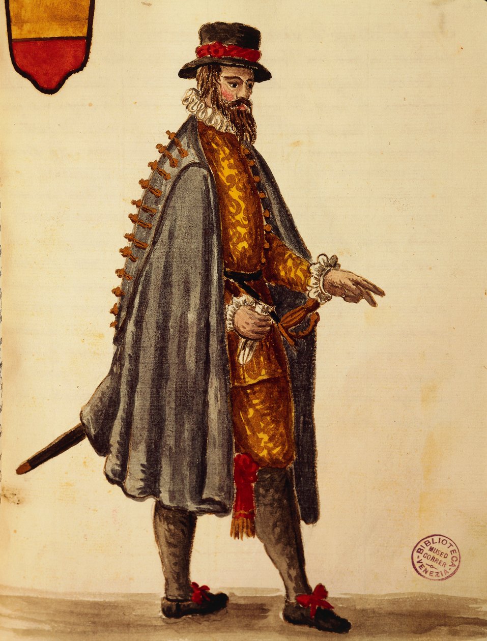 Neapolský velvyslanec, Jan van Grevenbroeck nebo Giovanni Grevembroch (1731-1807), Gli Donne de Veneziani, z ilustrované knihy kostýmů, akvarel od Jan van Grevenbroeck