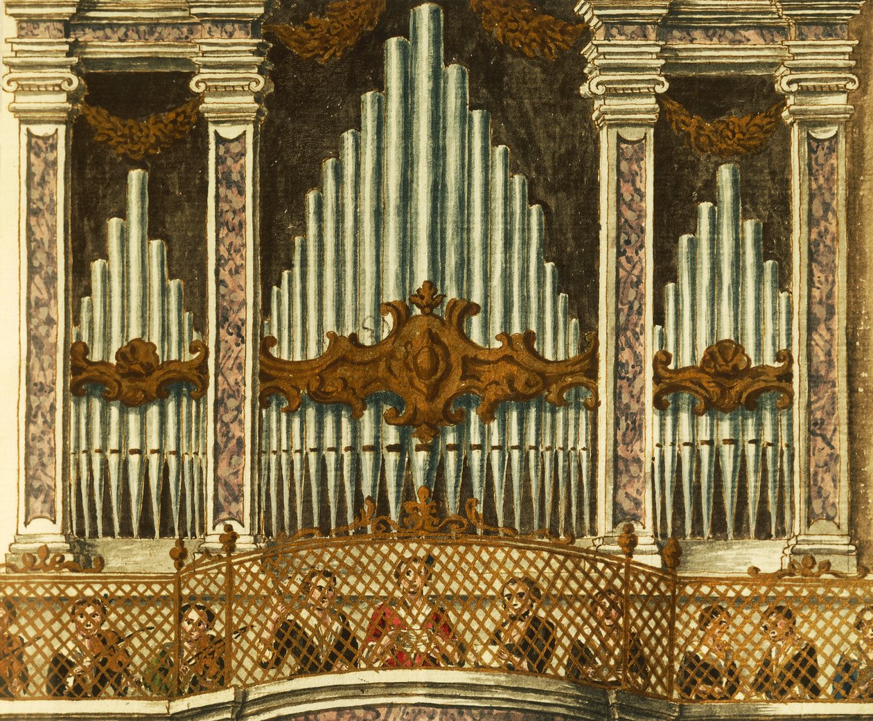 Varhany, detail z kantáty puttu, od Giovanniho Grevembrocha. Itálie od Jan van Grevenbroeck