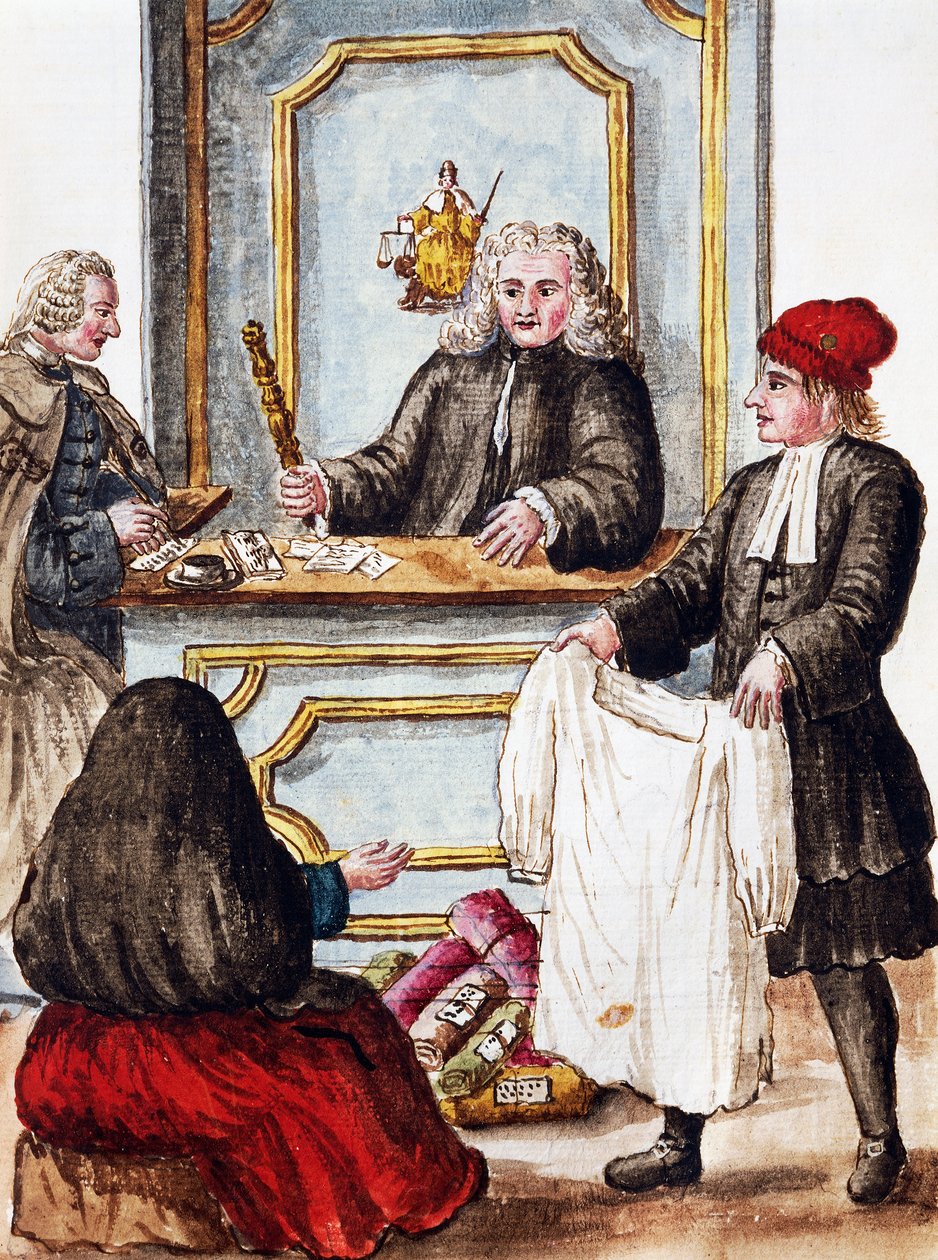 Zastavárna, ilustrace z Ilustrované knihy benátských krojů, Jan Grevenbroeck (1731-1807), akvarel, Itálie od Jan van Grevenbroeck