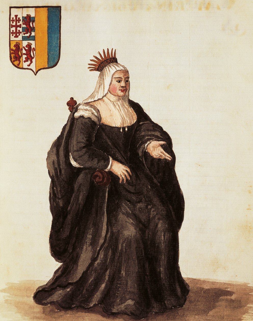 Portrét Cateriny Cornaro, Giovanni Grevembroch, rytina od Jan van Grevenbroeck