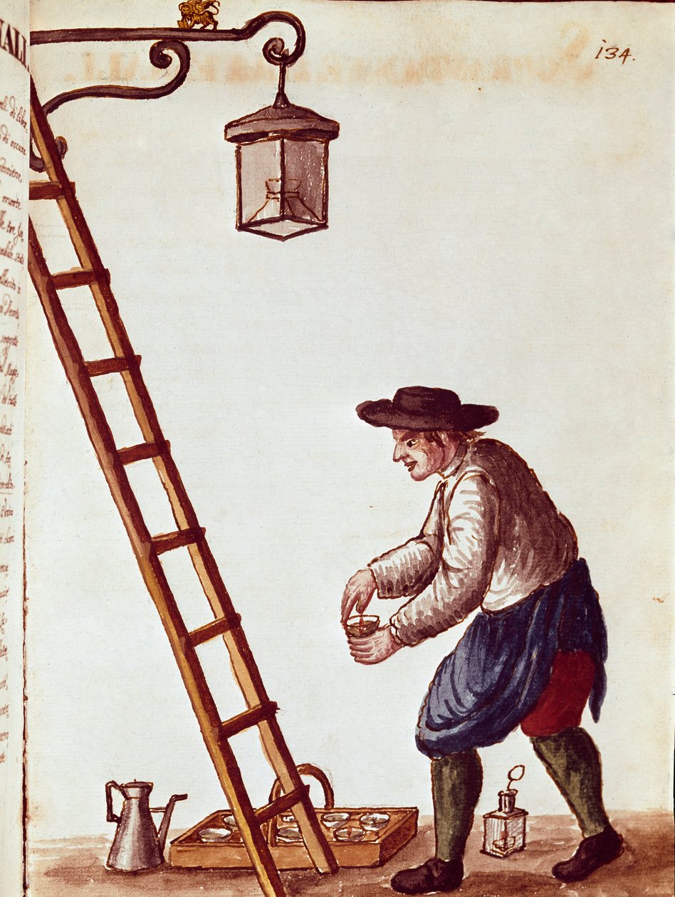 Malý metier: osvětlovací lampy Kresba akvarelem a tuší z rukopisu Jana van Grevenbroecka (nebo Giovanniho Grevembrocha (Grevenbroch) (1731-1807) od Jan van Grevenbroeck