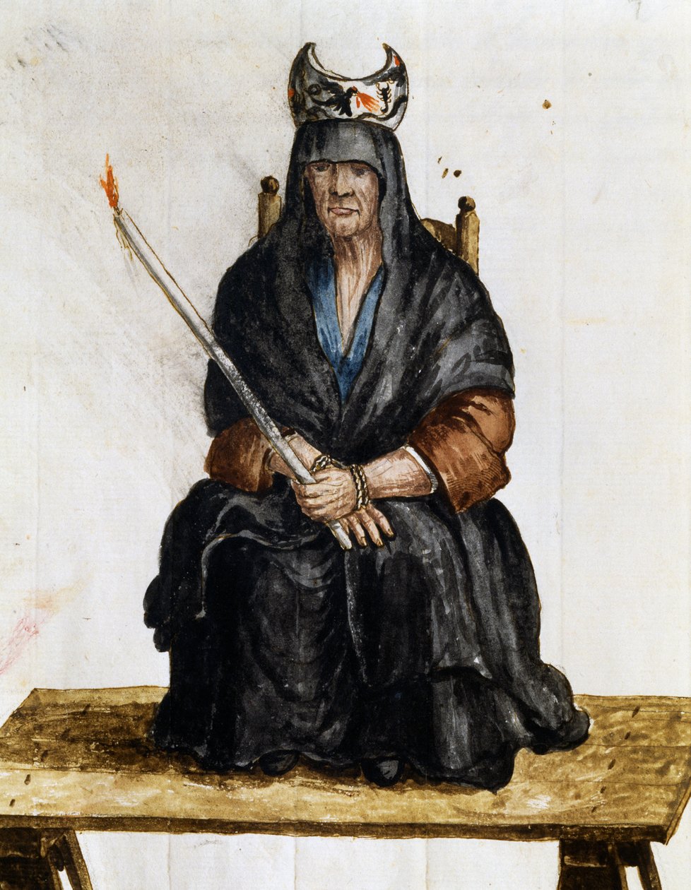 Čarodějka, ilustrace z Kostýmů Benátčanů téměř každého věku, pilně sbíraná a malovaná v 18. století, Giovanni di Grevembroch (1731-1807) od Jan van Grevenbroeck