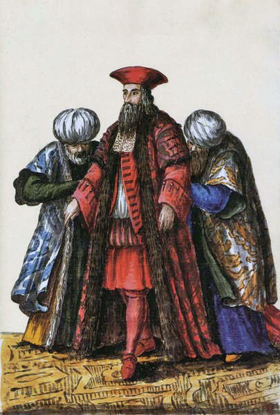 Velvyslanec Benátské republiky a Konstantinopole (pero, inkoust a wc na papíře) od Jan van Grevenbroeck