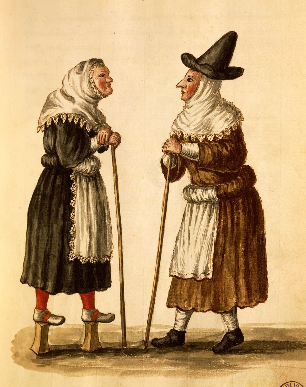 Benátské masky používané v 16. století, akvarel Giovanni Grevembroch, Itálie od Jan van Grevenbroeck