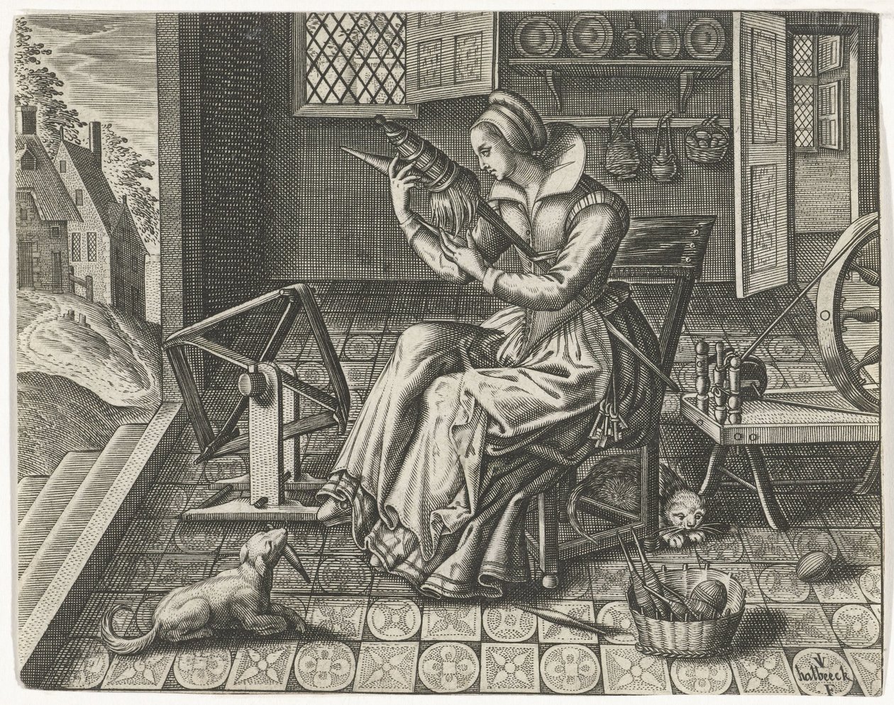 Spinster v interiéru od Jan van Halbeeck