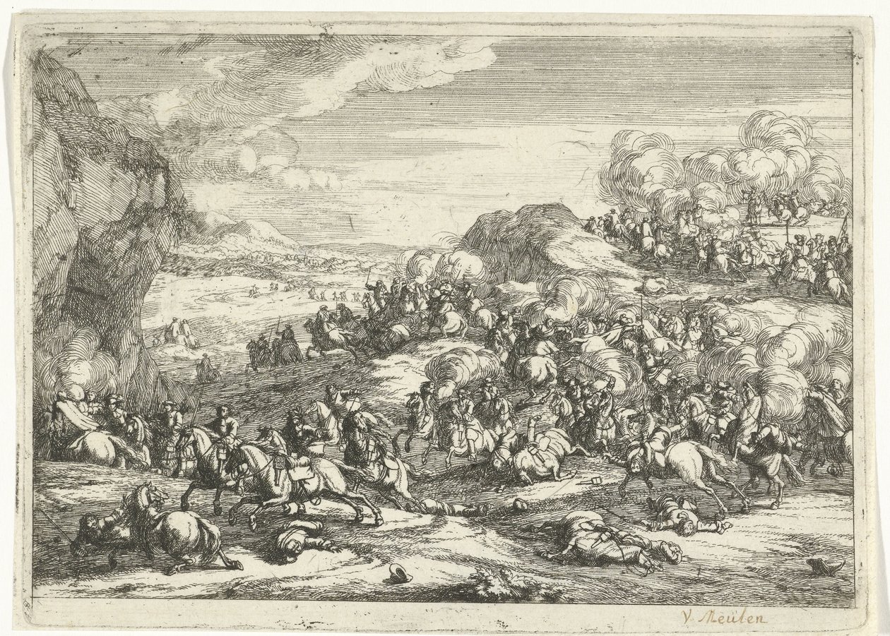 Krajina s jezdeckou bitvou Krajiny (název série) od Jan van Huchtenburg