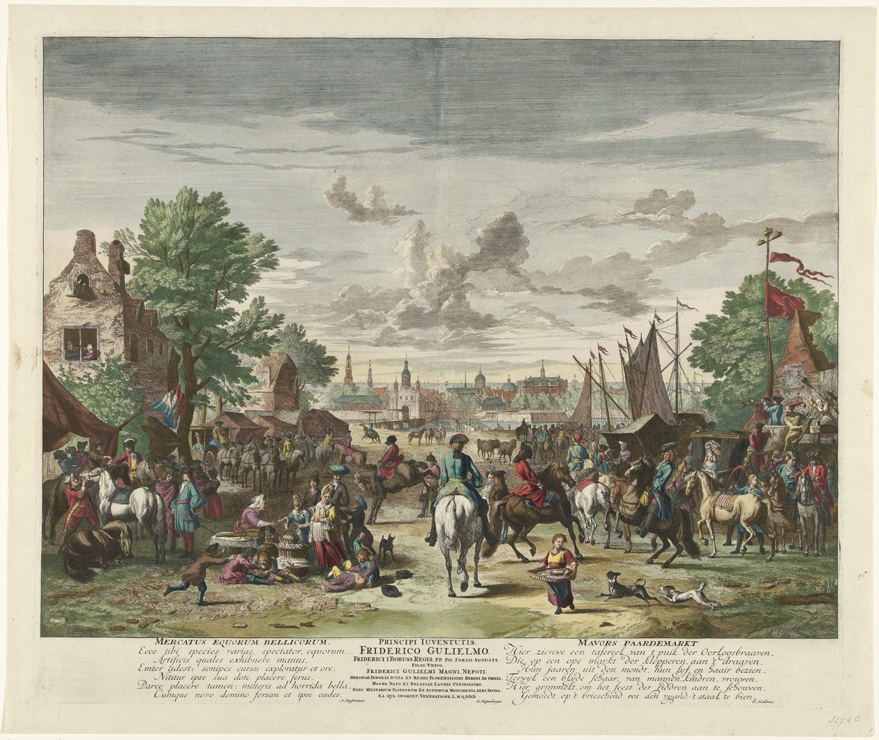 Paardenmarkt, ca. 1702 War Horse Market / Mavors Paardemarkt (název na objektu) od Jan van Huchtenburg