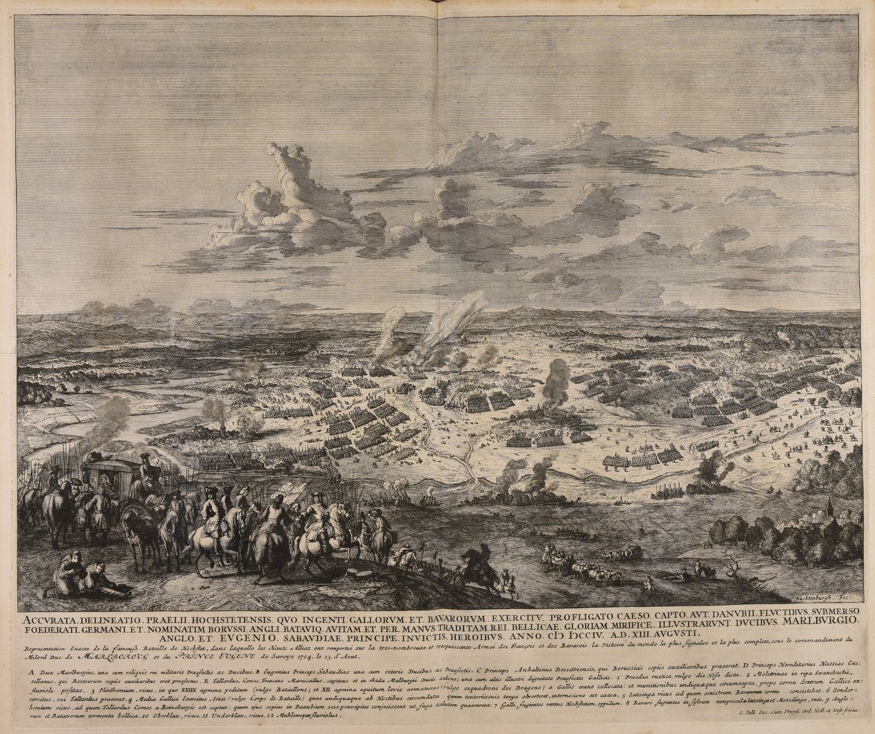 Accurata delineatio praelii Hochstetensis quo ingenti Gallorum et Bavarorum exercitu profligato caeso capto ...  Representation exacte de la fameuse bataille de Hochstet ... od Jan van Huchtenburgh