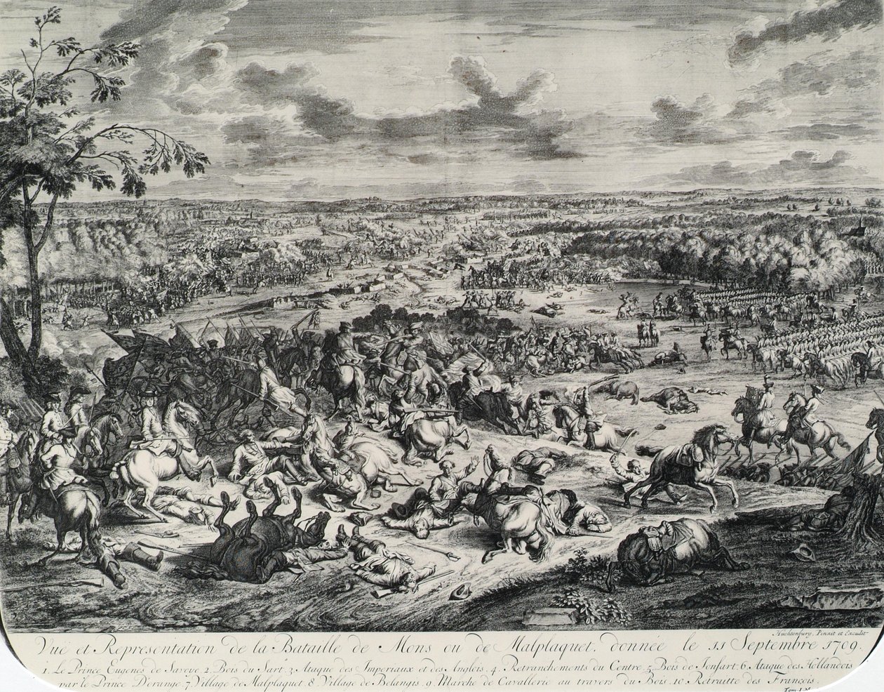 Bojové scény z: Dumont et Rousset, Histoire militaire du Prince Eugene (1663-1736), série osmi rytin od Jan van Huchtenburgh